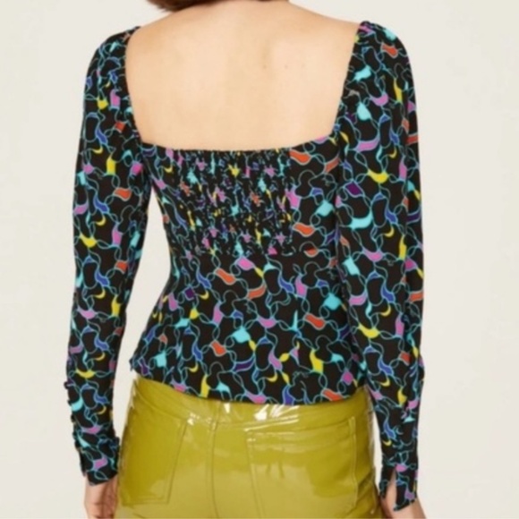 Staud Blouse Long Sleeve Multicolor Size 4 Runs small Twist front with cutout - Picture 2 of 13